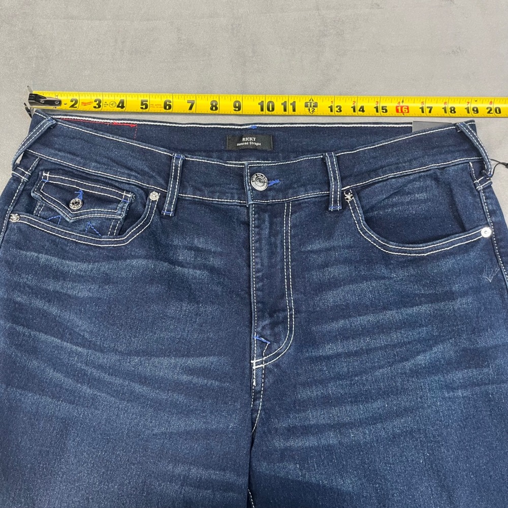 NWT True Religion Ricky Relaxed Straight Jeans Men's Size 36 Dark Blue - Picture 3 of 9